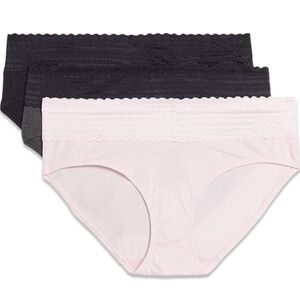 Warner's Blissful Benefits No Muffin 3Pk Hipster Panties in Gray/Black/Almond S
